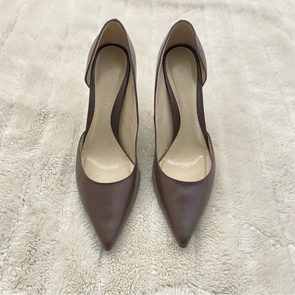 Colin Stuart Dark Brown Leather Pointed Toe Pumps Heels Size 9 - Picture 1 of 11